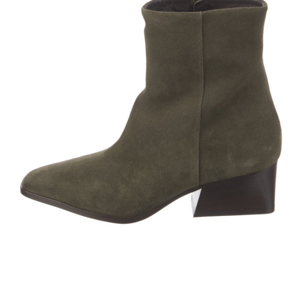 Dark Olive Green Chunky Heel Ankle Boots